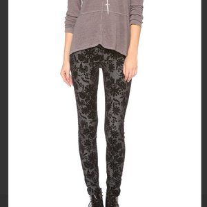 7 For All Mankind Black Velvet Floral Skinny Jeans